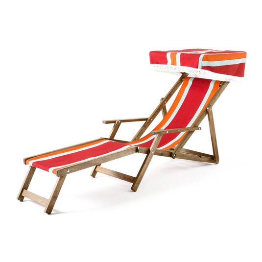 Edwardian Deckchair with Stool - Multi Stripe, WC85, Woven Cotton