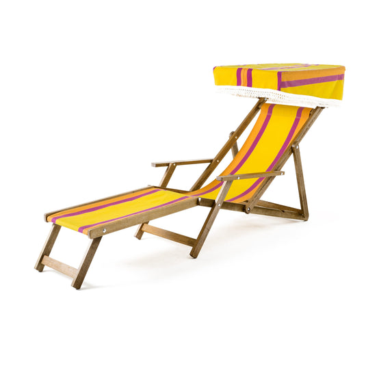 Edwardian Deckchair with Stool - Multi Stripe, WC86, Woven Cotton