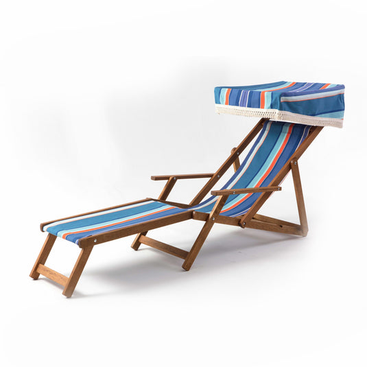 Edwardian Deckchair with Stool - Multi Stripe, WC88, Woven Cotton