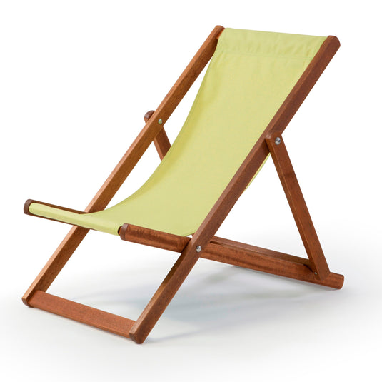 Green Mousse Deck Chair in Plain Cotton - Hard Wood Frame - Junior Deckchair