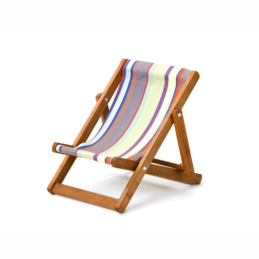 Multi-Coloured Deck Chair in Multi Stripe Acrylic - Hard Wood Frame - Child's Deckchair