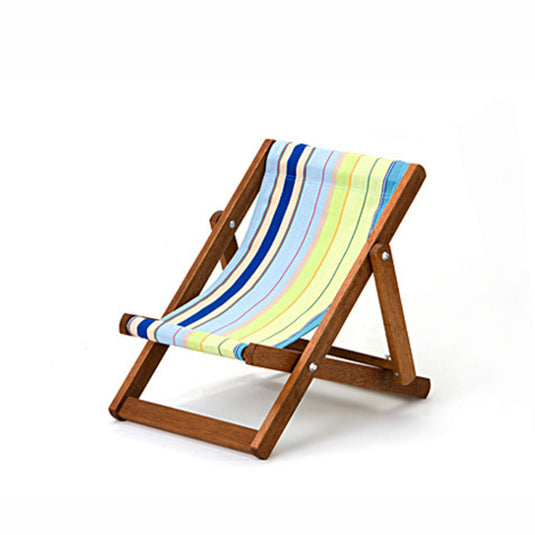 Multi-Coloured Deck Chair in Multi Stripe Acrylic - Hard Wood Frame - Child's Deckchair