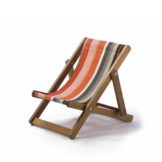 Multi-Coloured Deck Chair in Multi Stripe Acrylic - Hard Wood Frame - Child's Deckchair