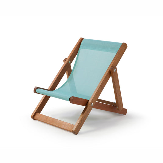 Blue Deck Chair in Plain Batyline - Hard Wood Frame - Child's Deckchair