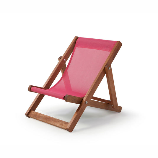 Pink Deck Chair in Plain Batyline - Hard Wood Frame - Child's Deckchair