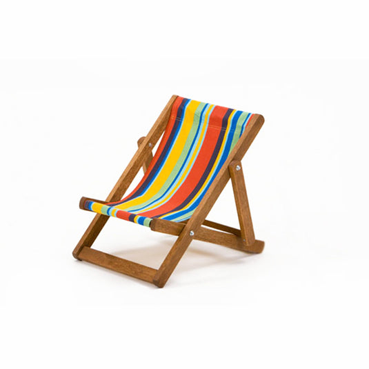 Multi-Coloured Deck Chair in Multi Stripe Cotton - Hard Wood Frame - Child's Deckchair