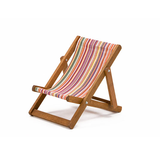 Multi-Coloured Deck Chair in Multi Stripe Woven Cotton - Hard Wood Frame - Child's Deckchair