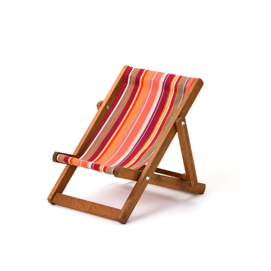 Multi-Coloured Deck Chair in Multi Stripe Woven Cotton - Hard Wood Frame - Child's Deckchair