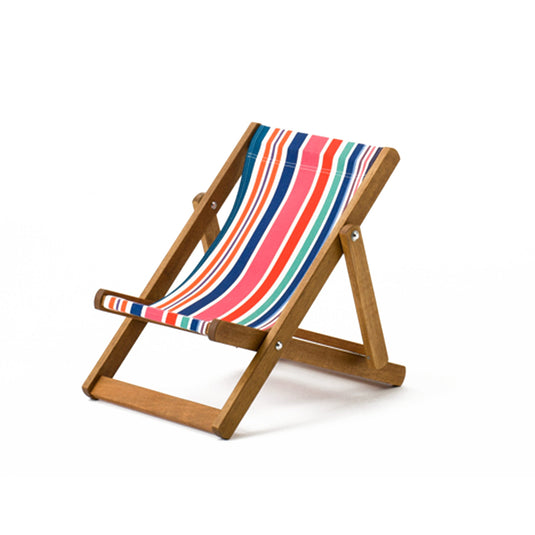 Multi-Coloured Deck Chair in Multi Stripe Woven Cotton - Hard Wood Frame - Child's Deckchair
