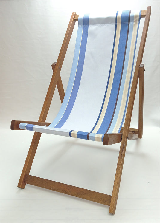 Multi-Coloured Deck Chair in Multi Stripe Acrylic - Hard Wood Frame - Standard Deckchair