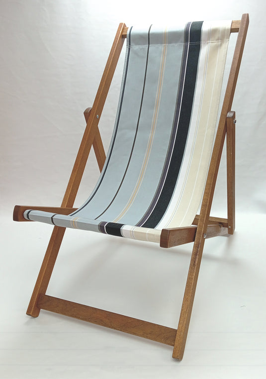 Multi-Coloured Deck Chair in Multi Stripe Acrylic - Hard Wood Frame - Standard Deckchair