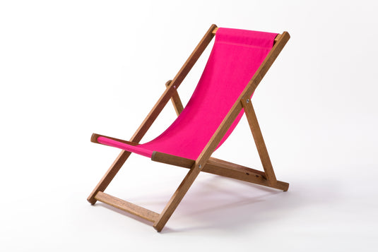 New Pink Deck Chair in Plain Cotton - Hard Wood Frame - Standard Deckchair