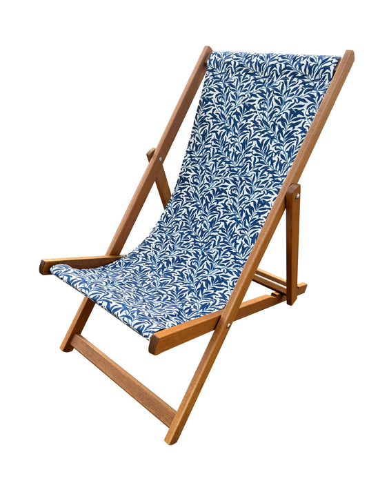 William Morris "Bough" Deckchair in Navy & White