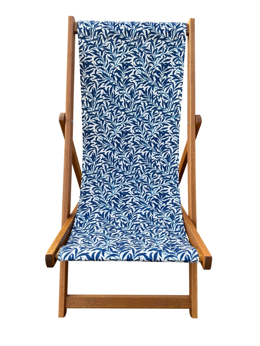 William Morris "Bough" Deckchair in Navy & White