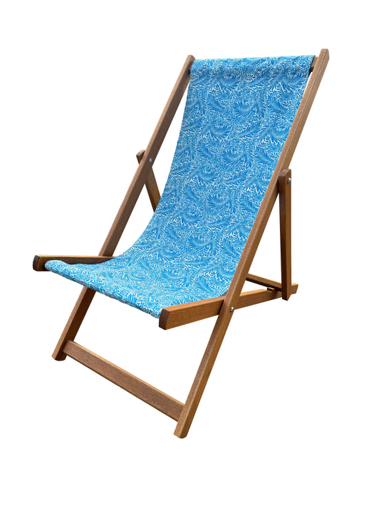 Deckchair in William Morris Blue "Larkspur"  Printed Canvas
