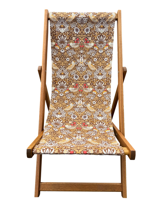 William Morris "Strawberry Thief" Deckchair in Green