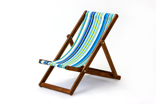 Multi-Coloured Deck Chair in Multi Stripe Cotton - Hard Wood Frame - Junior Deckchair