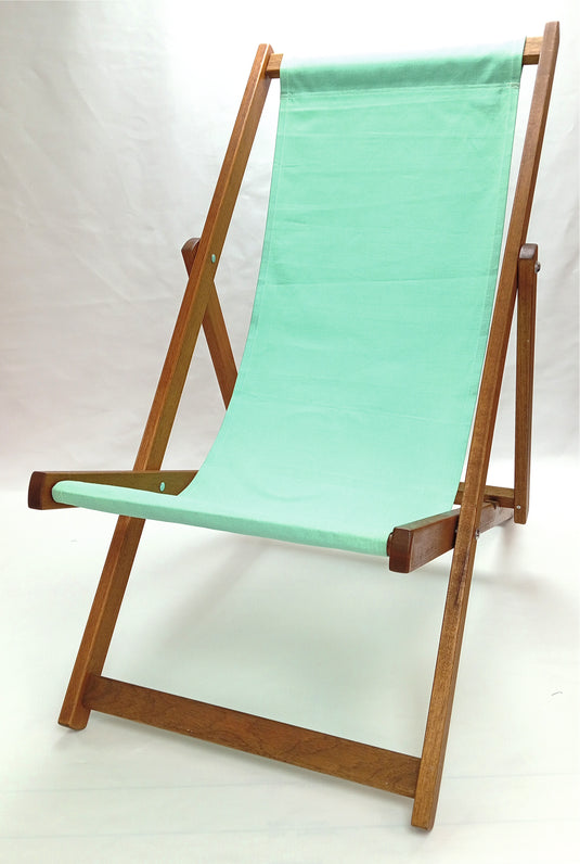 Aqua Deck Chair in Plain Cotton - Hard Wood Frame - Standard Deckchair