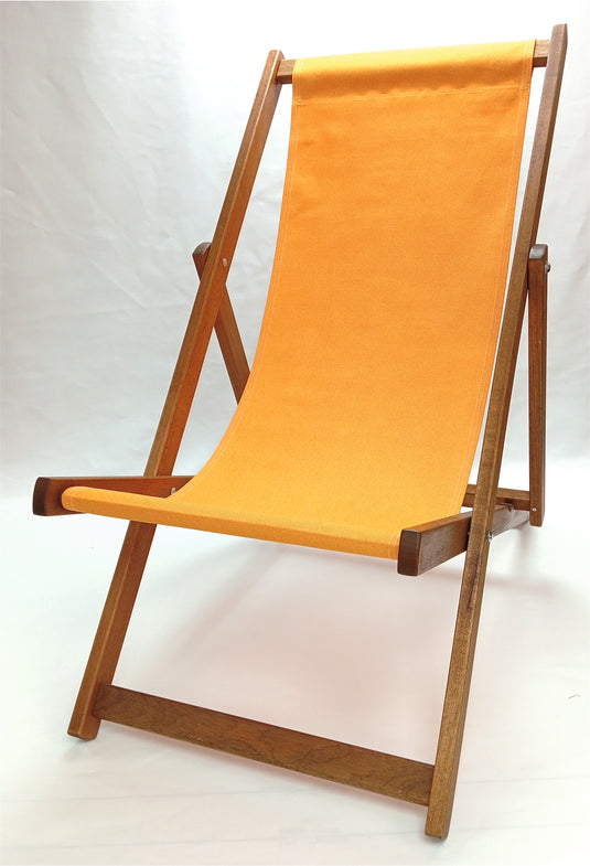 Yellow Deck Chair in Plain Cotton - Hard Wood Frame - Standard Deckchair