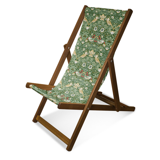 William Morris Deckchair - Strawberry Thief in Green