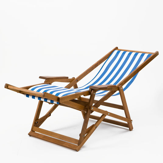 Catalan Deckchair in Blue & White Printed Cotton