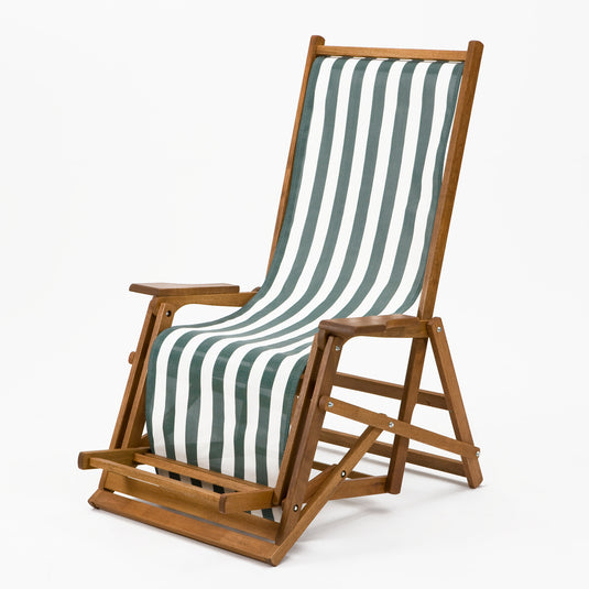 Catalan Deckchair in Green & White Printed Cotton