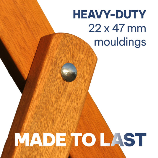 Blue Deck Chair in Plain Batyline - Hard Wood Frame - Standard Deckchair
