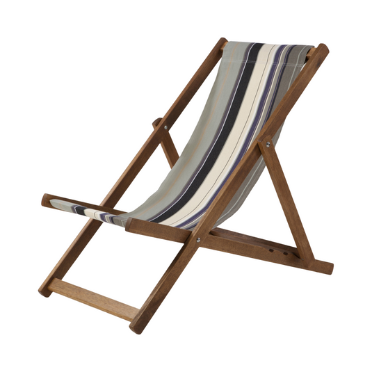 Multi-Coloured Deck Chair in Multi Stripe Acrylic - Hard Wood Frame - Standard Deckchair