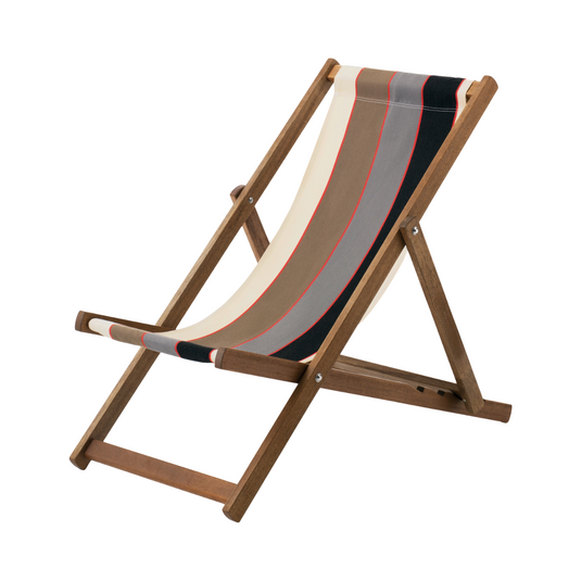 Multi-Coloured Deck Chair in Multi Stripe Acrylic - Hard Wood Frame - Standard Deckchair