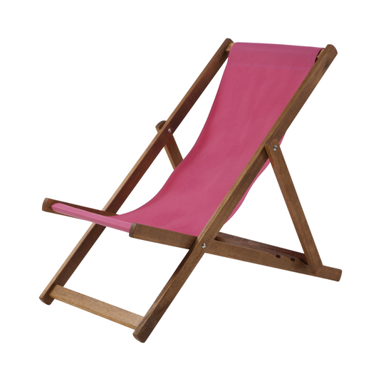 Pink Deck Chair in Plain Acrylic - Hard Wood Frame - Standard Deckchair