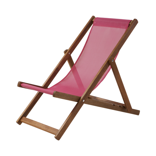 Pink Deck Chair in Plain Batyline - Hard Wood Frame - Standard Deckchair