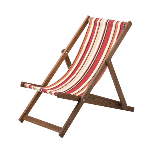 Multi-Coloured Deck Chair in Multi Stripe Cotton - Hard Wood Frame - Standard Deckchair