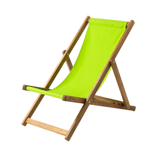 Green Deck Chair in Plain Cotton - Hard Wood Frame - Standard Deckchair