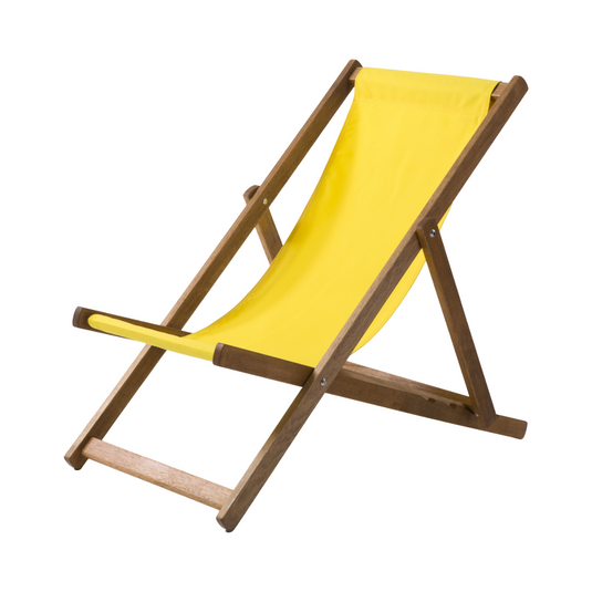 Yellow Deck Chair in Plain Cotton - Hard Wood Frame - Standard Deckchair