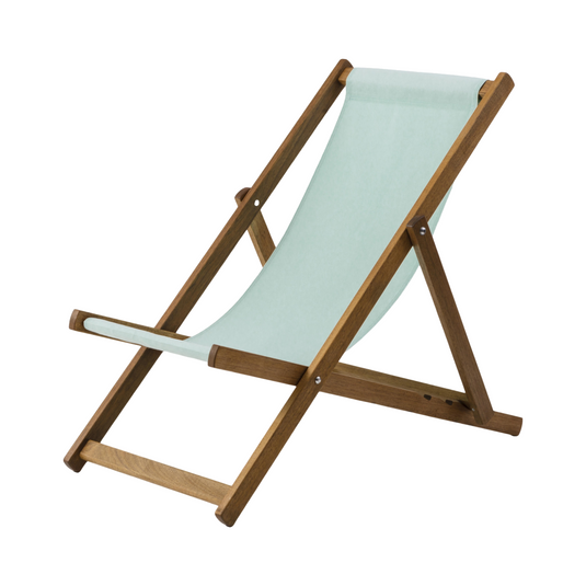 Green Deck Chair in Plain Cotton - Hard Wood Frame - Standard Deckchair
