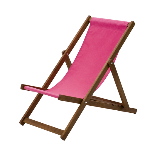 Pink Deck Chair in Plain Cotton - Hard Wood Frame - Standard Deckchair