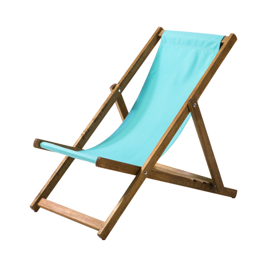 Blue Deck Chair in Plain Cotton - Hard Wood Frame - Standard Deckchair