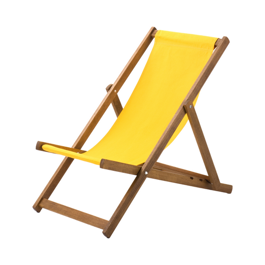 Yellow Deck Chair in Plain Cotton - Hard Wood Frame - Standard Deckchair