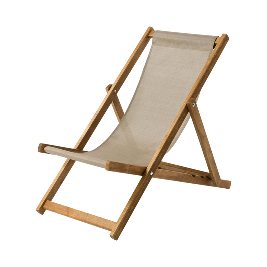 Coco Deck Chair in Plain Textilene - Hard Wood Frame - Standard Deckchair