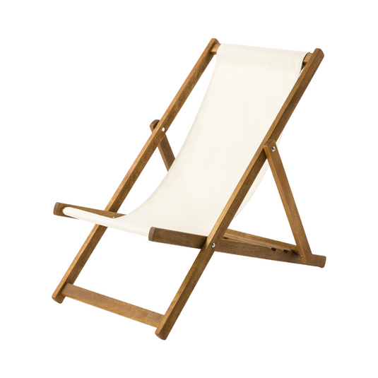 Putty Deck Chair in Plain Textilene - Hard Wood Frame - Standard Deckchair