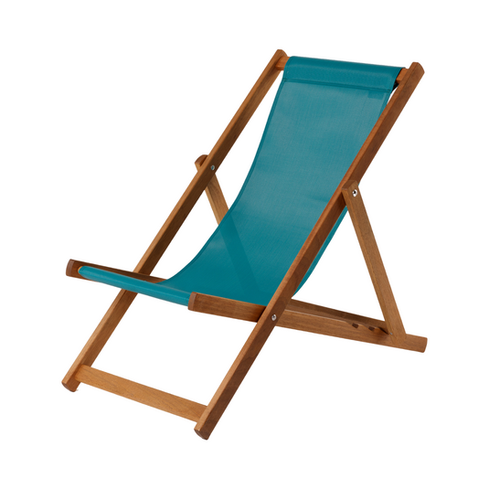 Teal Deck Chair in Plain Textilene - Hard Wood Frame - Standard Deckchair