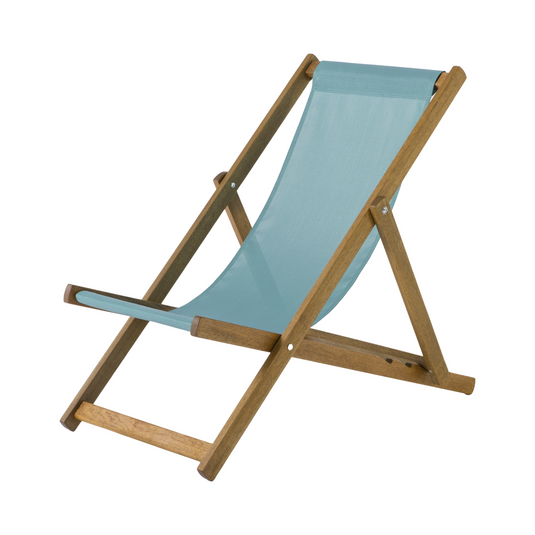 Turquoise Deck Chair in Plain Textilene - Hard Wood Frame - Standard Deckchair