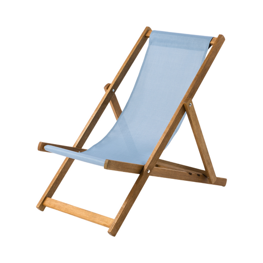 Wedgewood Blue Deck Chair in Plain Textilene - Hard Wood Frame - Standard Deckchair