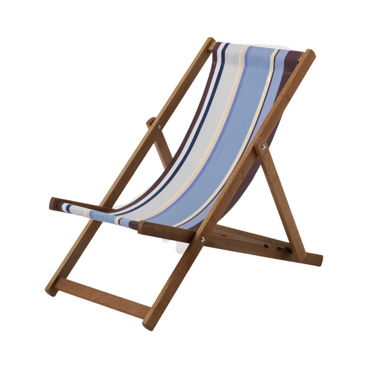 Multi-Coloured Deck Chair in Multi Stripe Woven Cotton - Hard Wood Frame - Standard Deckchair