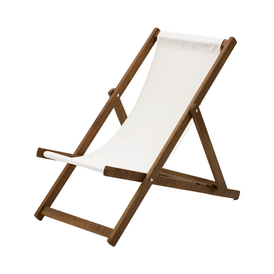 Neutral Deck Chair in Plain Cotton - Hard Wood Frame - Standard Deckchair