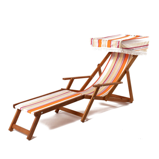 Edwardian Deckchair with Stool - Multi Stripe,  AC91, Acrylic