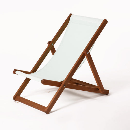 Green Deck Chair in Plain Cotton - Hard Wood Frame - Junior Deckchair