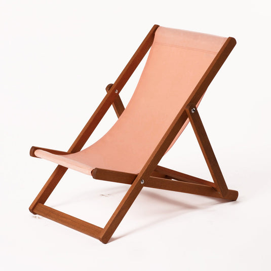 Orange Deck Chair in Plain Cotton - Hard Wood Frame - Junior Deckchair
