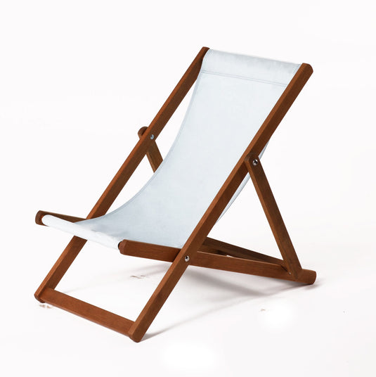 Blue Deck Chair in Plain Cotton - Hard Wood Frame - Junior Deckchair