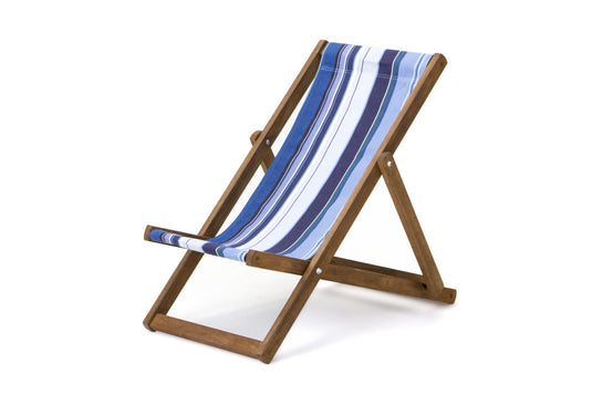 Multi-Coloured Deck Chair in Multi Stripe Woven Cotton - Hard Wood Frame - Junior Deckchair